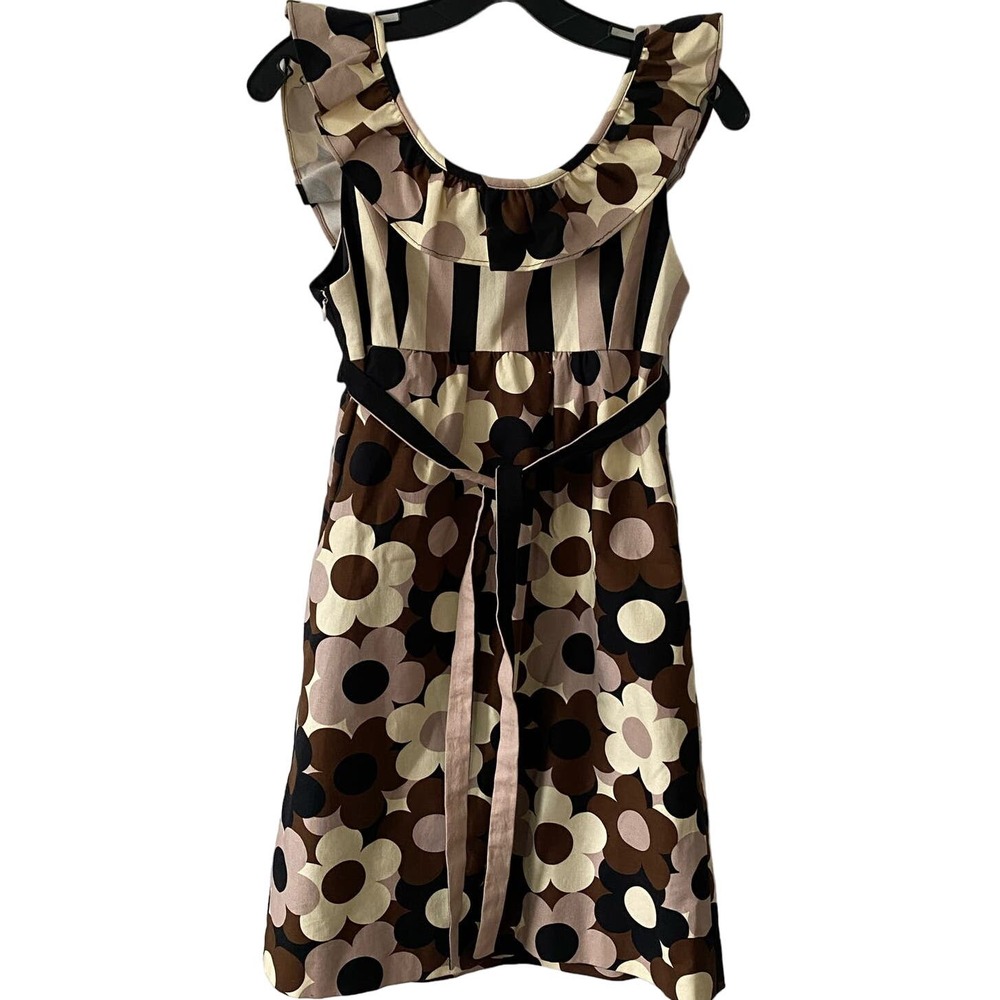 Betsey Johnson Dress Vintage Mod Flower 90s does 60s Cotton Spandex Lined Size 8 - Picture 2 of 15